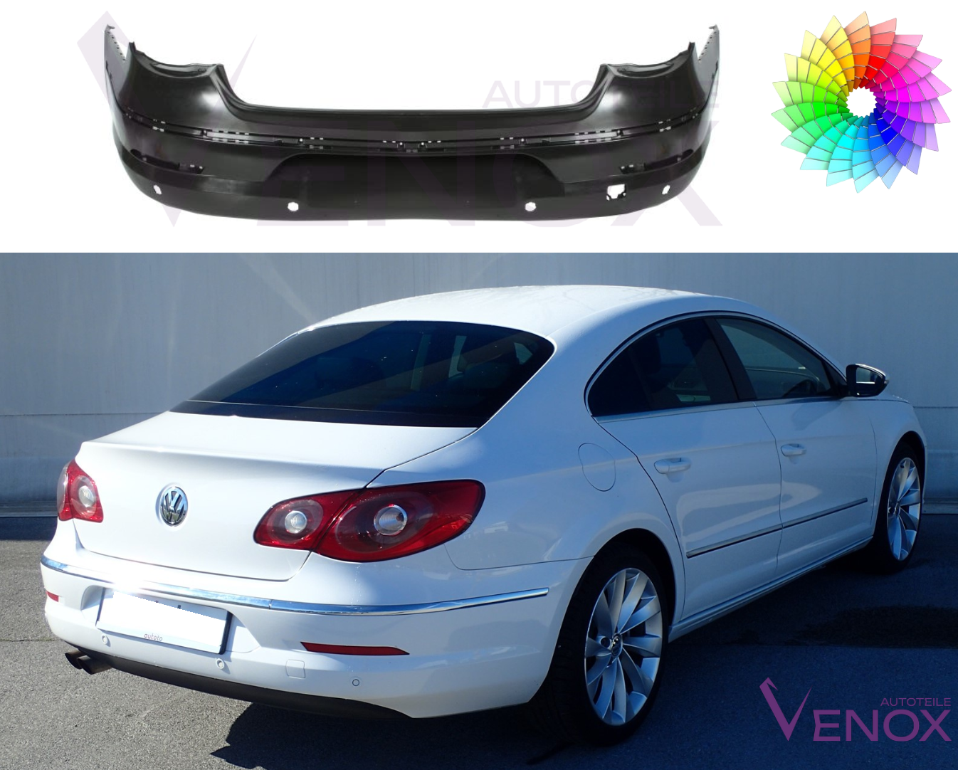 Zadní nárazník Vw Passat CC 357 08-12 PDC libovolná barva - Obrázek 2