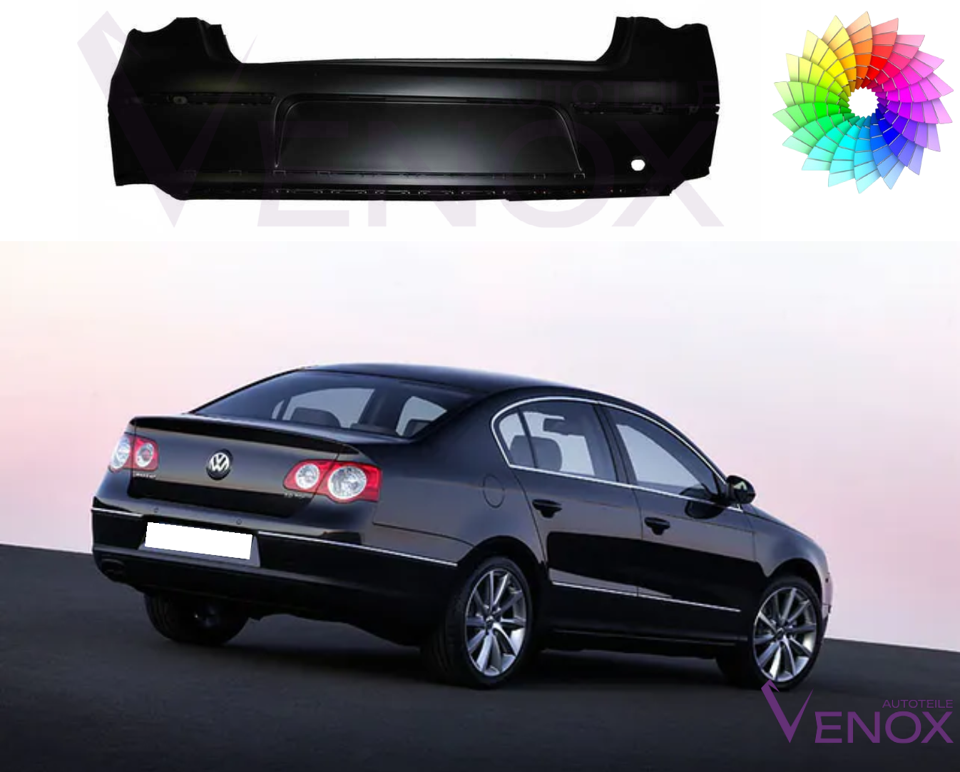 Zadní nárazník Vw Passat B6 2005-2010 Libovolná barva - Obrázek 2