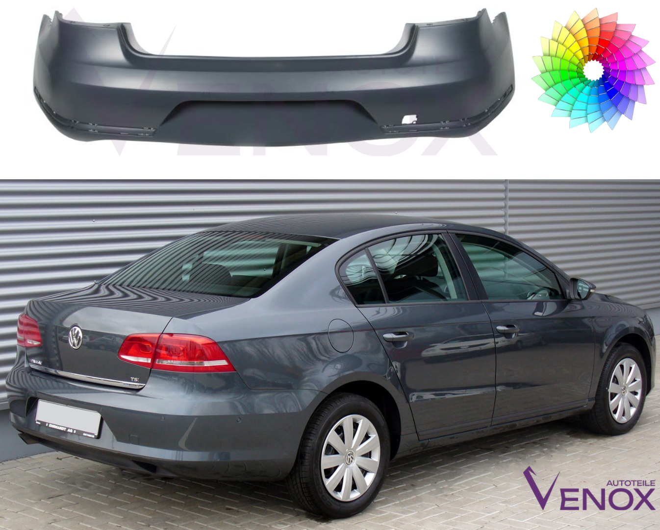 Zadní nárazník Vw Passat B7 2010-2015 Libovolná barva - Obrázek 2