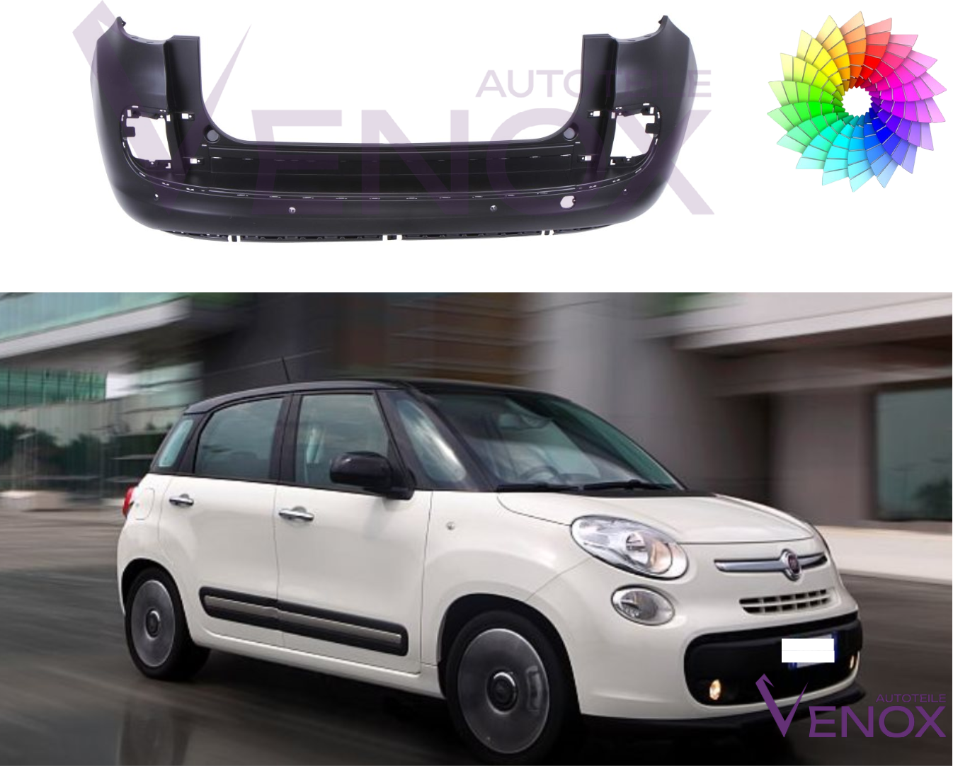 Zadní nárazník Fiat 500L (330) 12-20 PDC Libovolná barva - Obrázek 2
