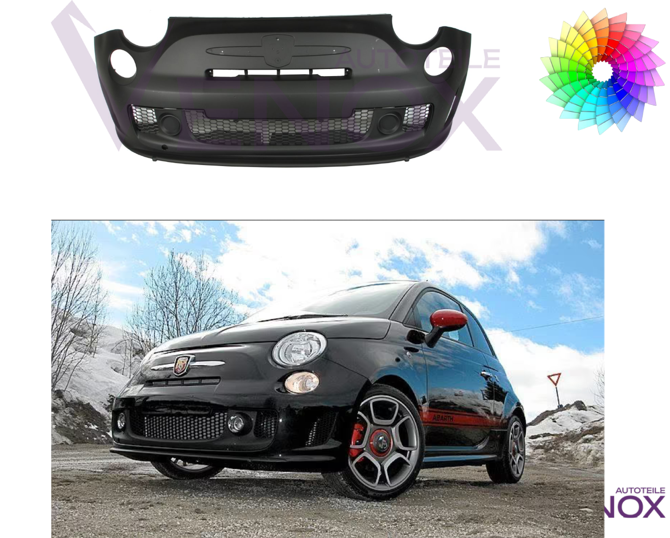 Přední nárazník Fiat 500 (312) Abarth 07-15 Libovolná barva - Obrázek 2
