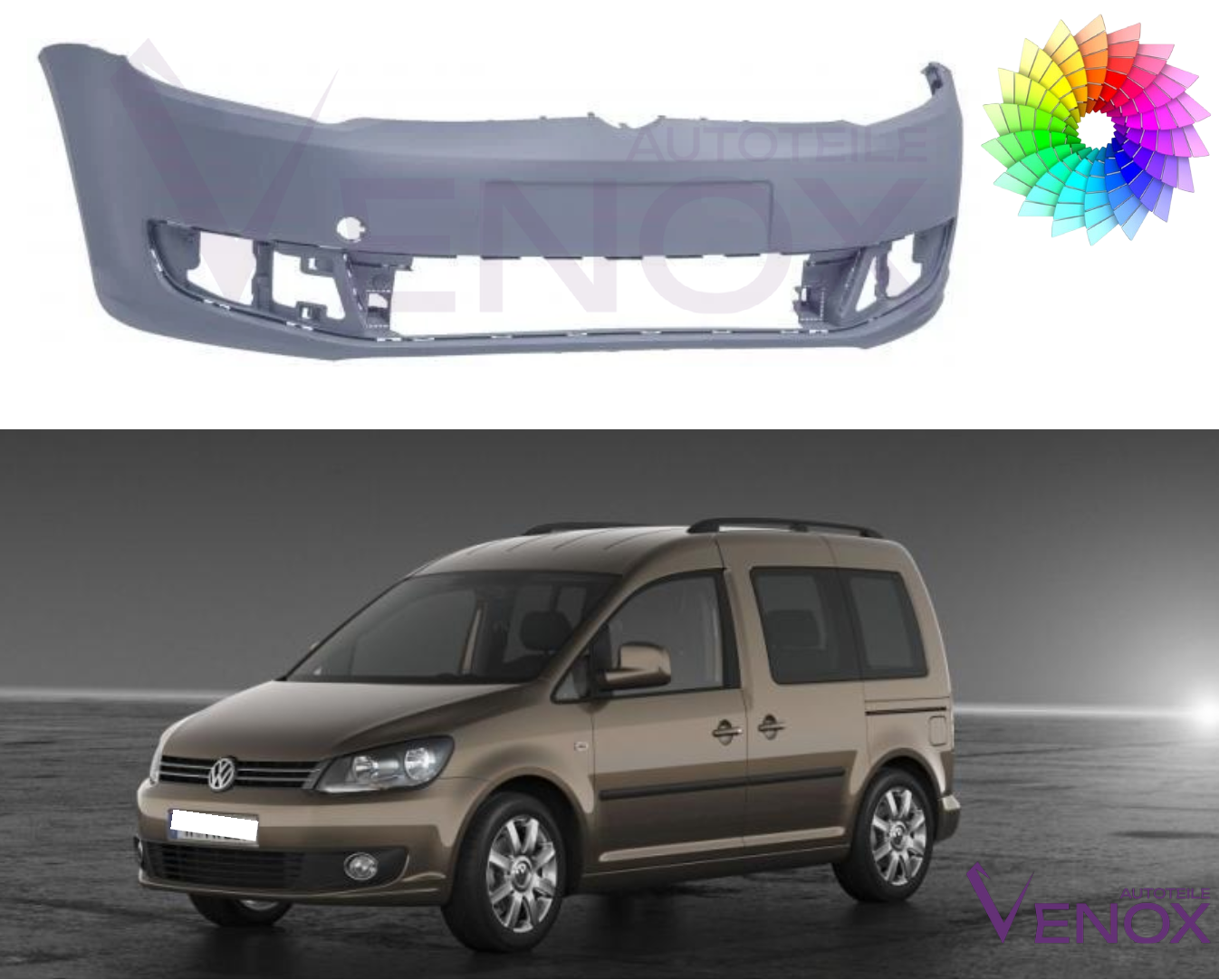 Přední nárazník VW Caddy 10-15 Jakákoli barva - Obrázek 2