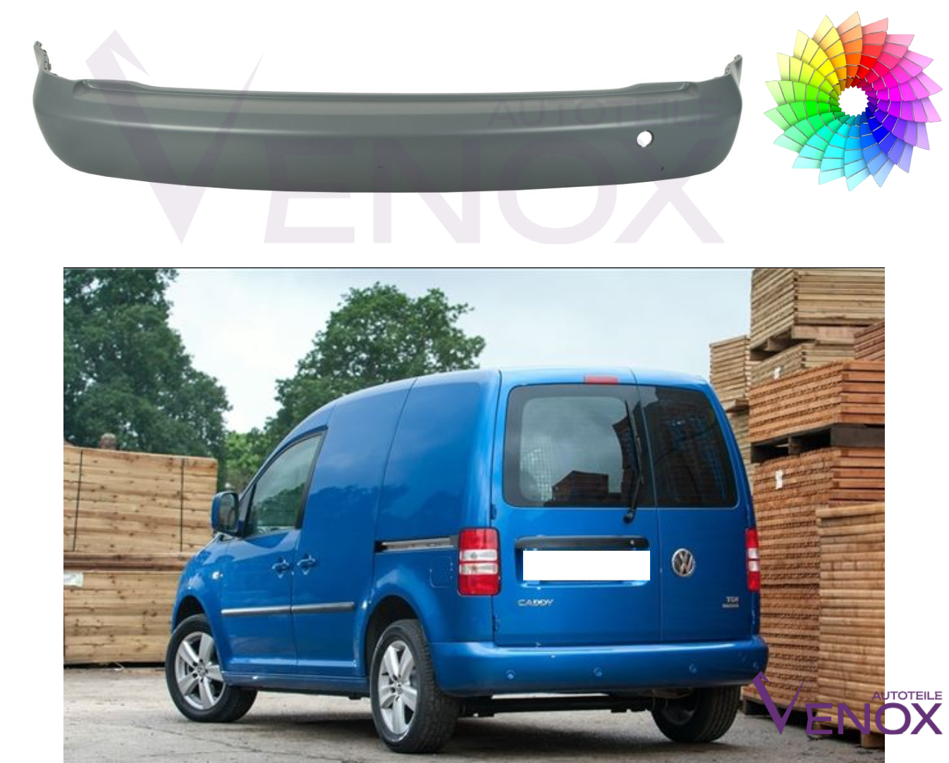 Zadní nárazník VW Caddy 10-15 libovolná barva - Obrázek 2