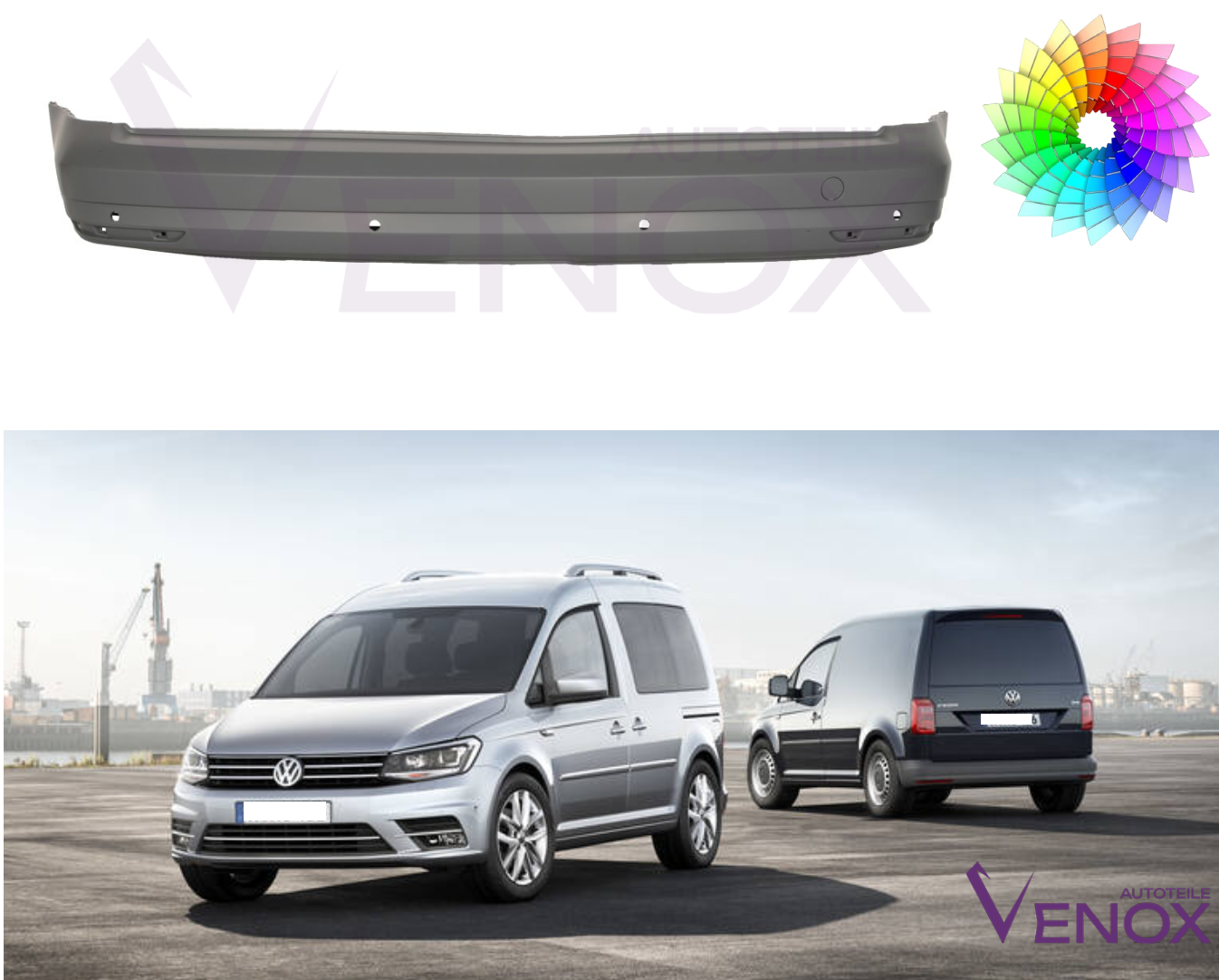 Zadní nárazník VW Caddy od 2015 PDC Libovolná barva - Obrázek 2