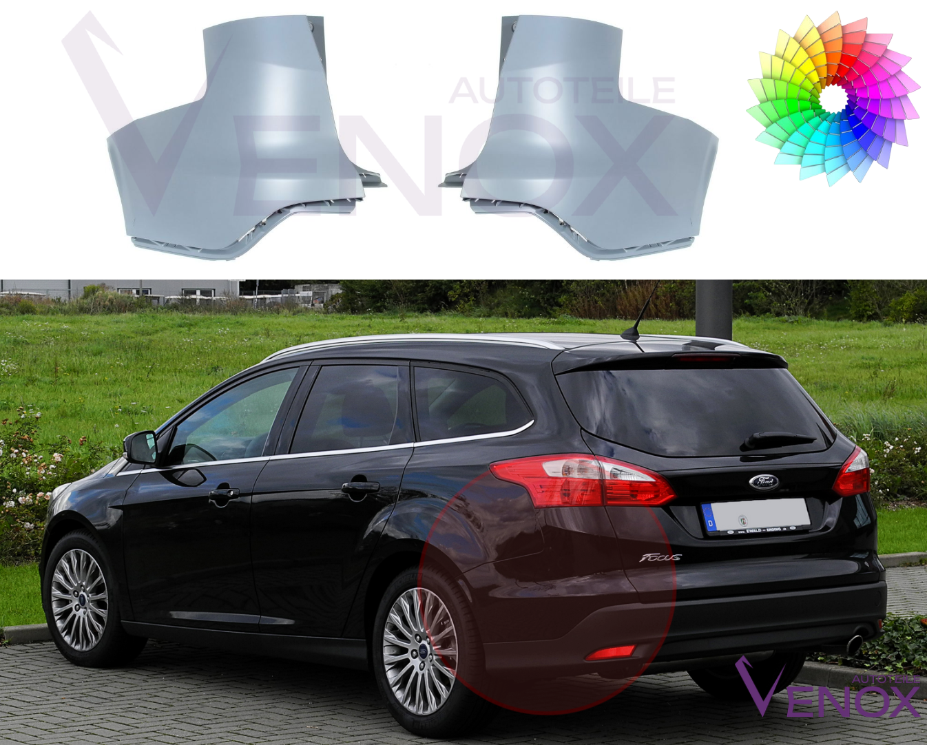 Zadní nárazník levý nebo pravý Ford Focus Mk3 2010-2014 lakovaný v barvě dle vašeho výběru - Obrázek 2