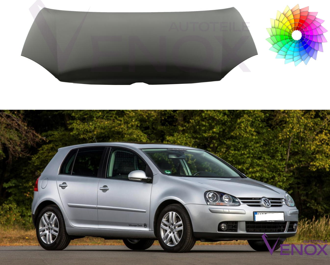 Kapota motoru Vw Golf V 2003-2010 Libovolná barva - Obrázek 2