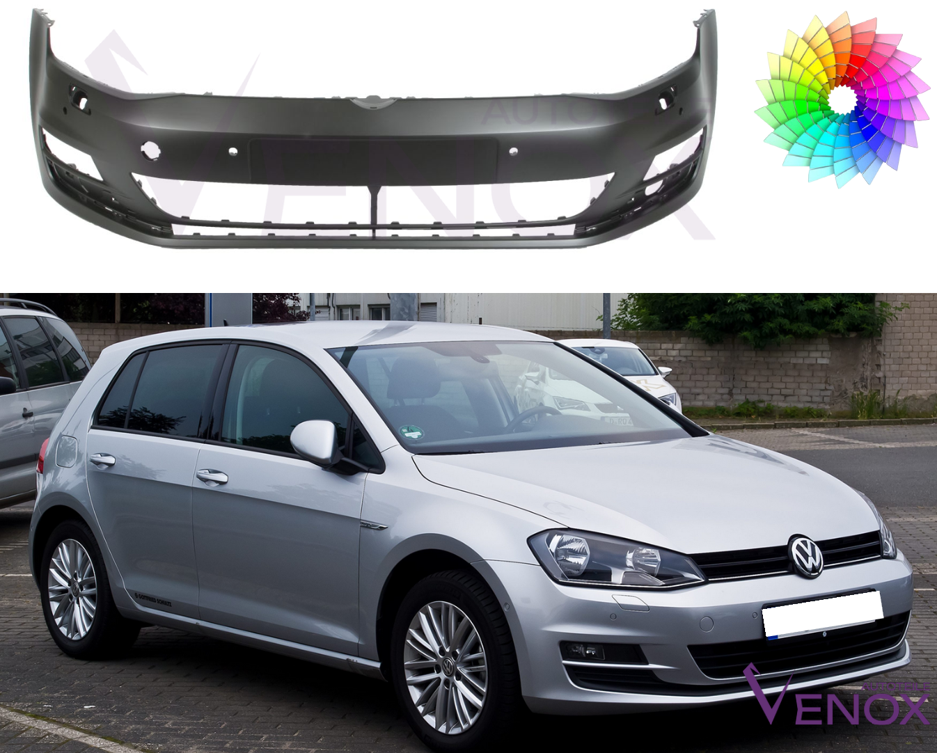 Přední nárazník VW Golf 7 2012-2017 4xPDC SR Libovolná barva - Obrázek 2