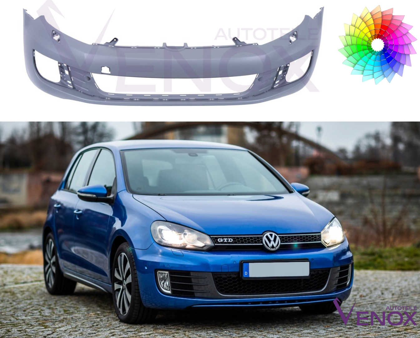 Přední nárazník Vw Golf VI GTD GTI 2008-2016 SR Libovolná barva - Obrázek 2