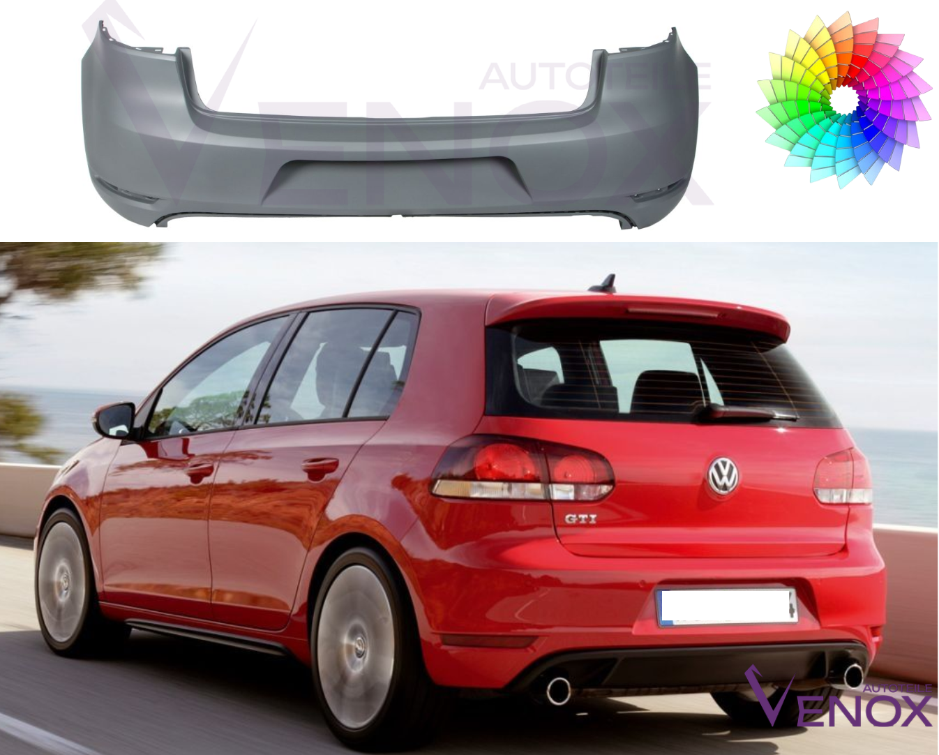 Zadní nárazník Vw Golf VI GTD GTI 2008-2016 Libovolná barva - Obrázek 2
