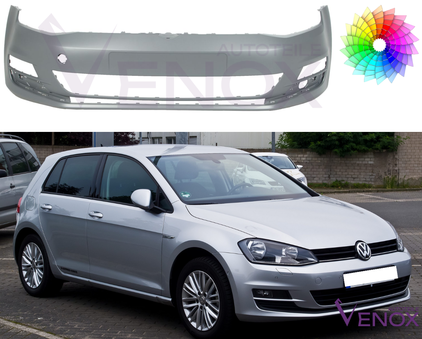 Přední nárazník VW Golf VII 2012-2017 Libovolná barva - Obrázek 2