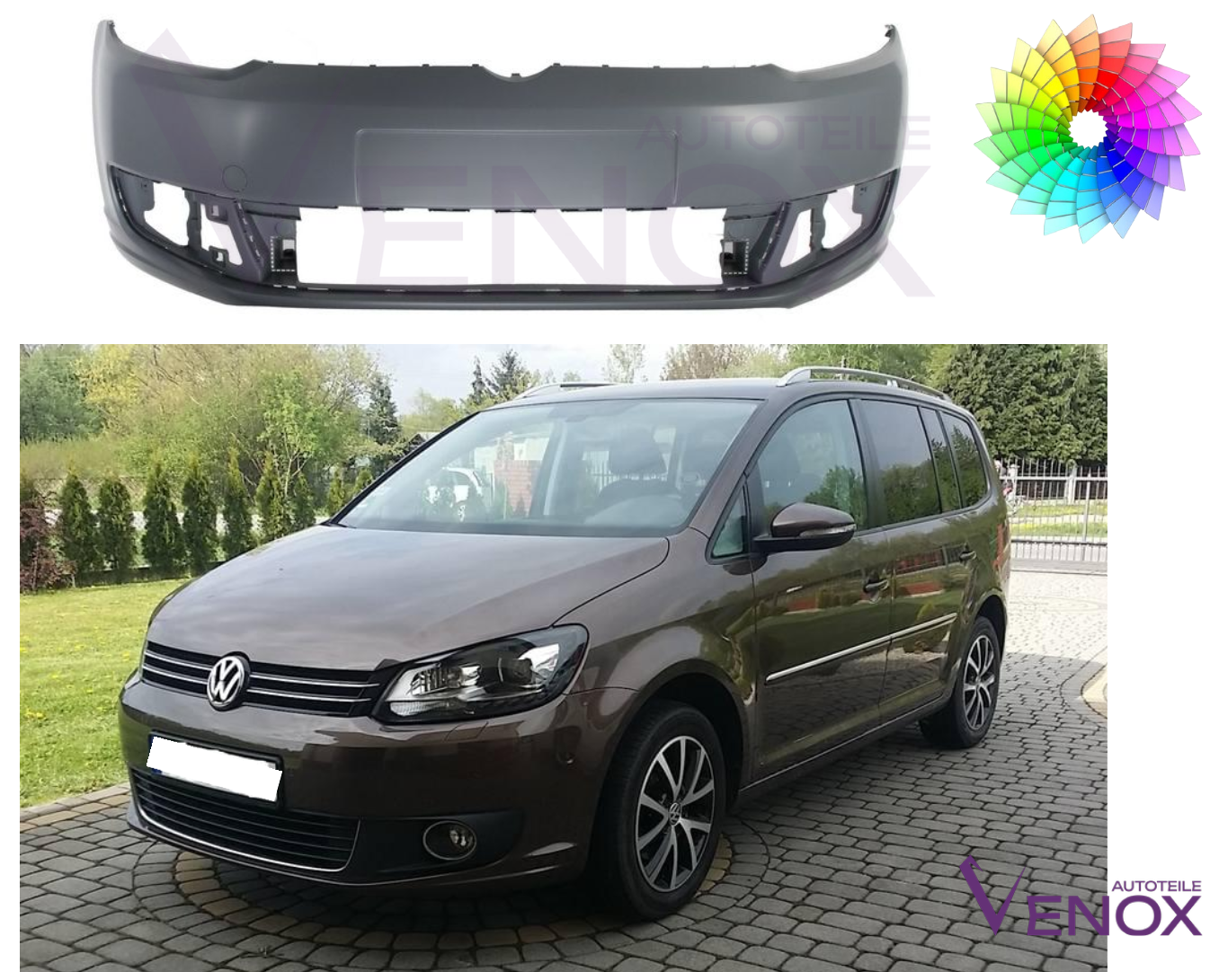 Přední nárazník VW Touran 1T3 2010-2015 SR Libovolná barva - Obrázek 2
