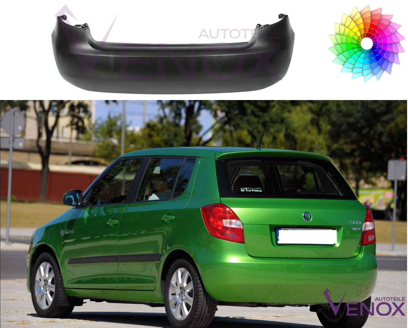 Zadní nárazník Škoda Fabia 5J 2007-2015 Libovolná barva - Obrázek 2