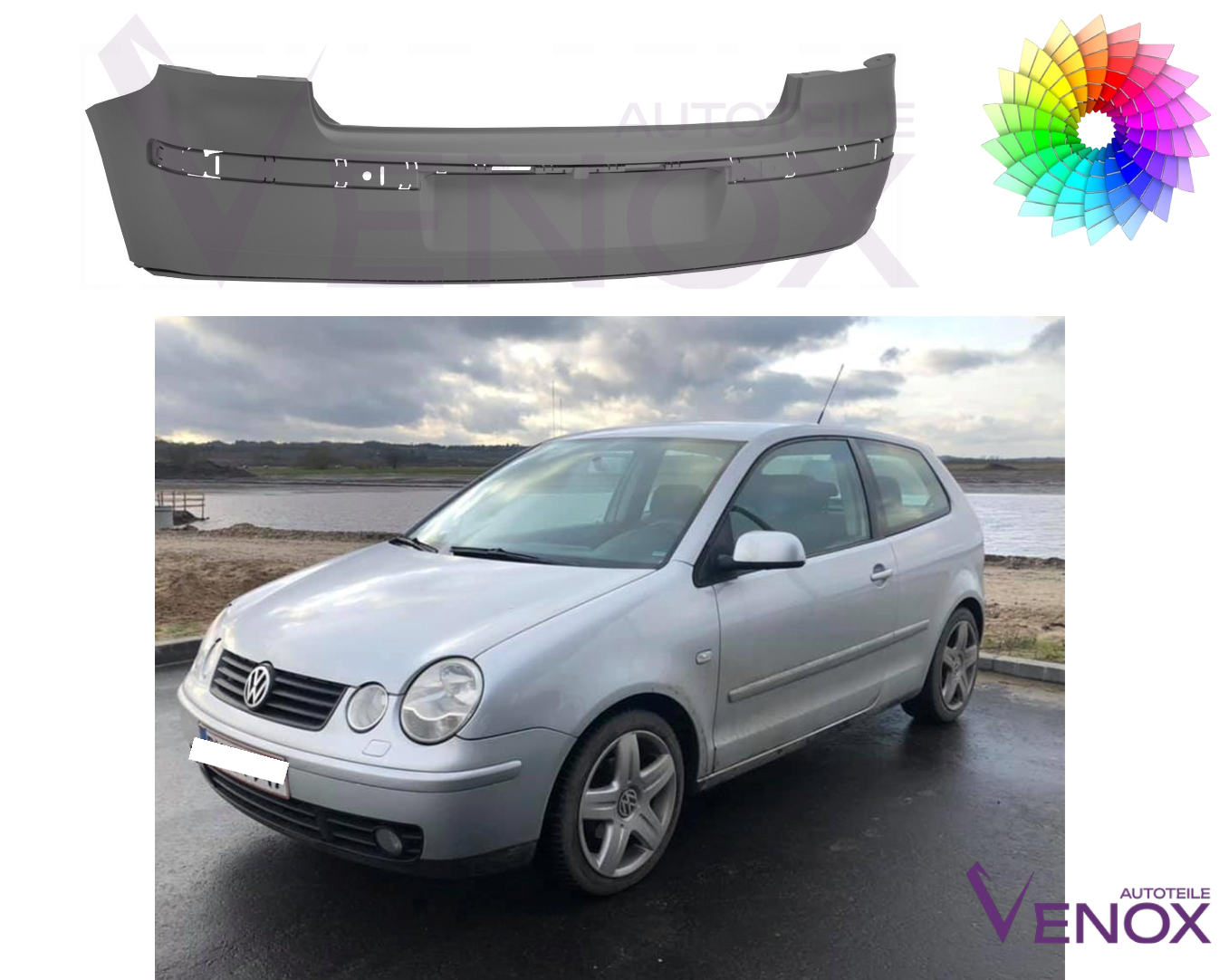 Zadní nárazník VW Polo 9N 2001-2009 Libovolná barva - Obrázek 2