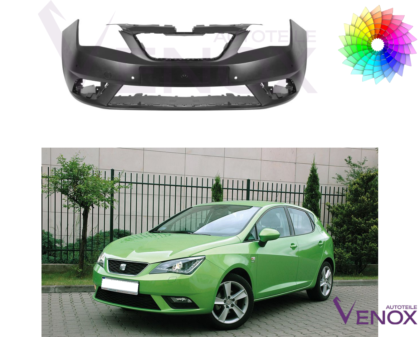Přední nárazník Seat Ibiza 6J 12-16 4xPDC Libovolná barva - Obrázek 2