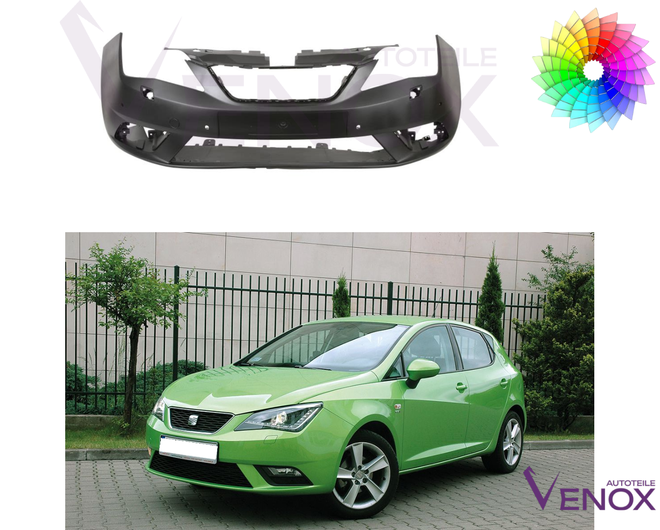 Přední nárazník Seat Ibiza 6J 12-16 4xPDC Libovolná barva - Obrázek 2