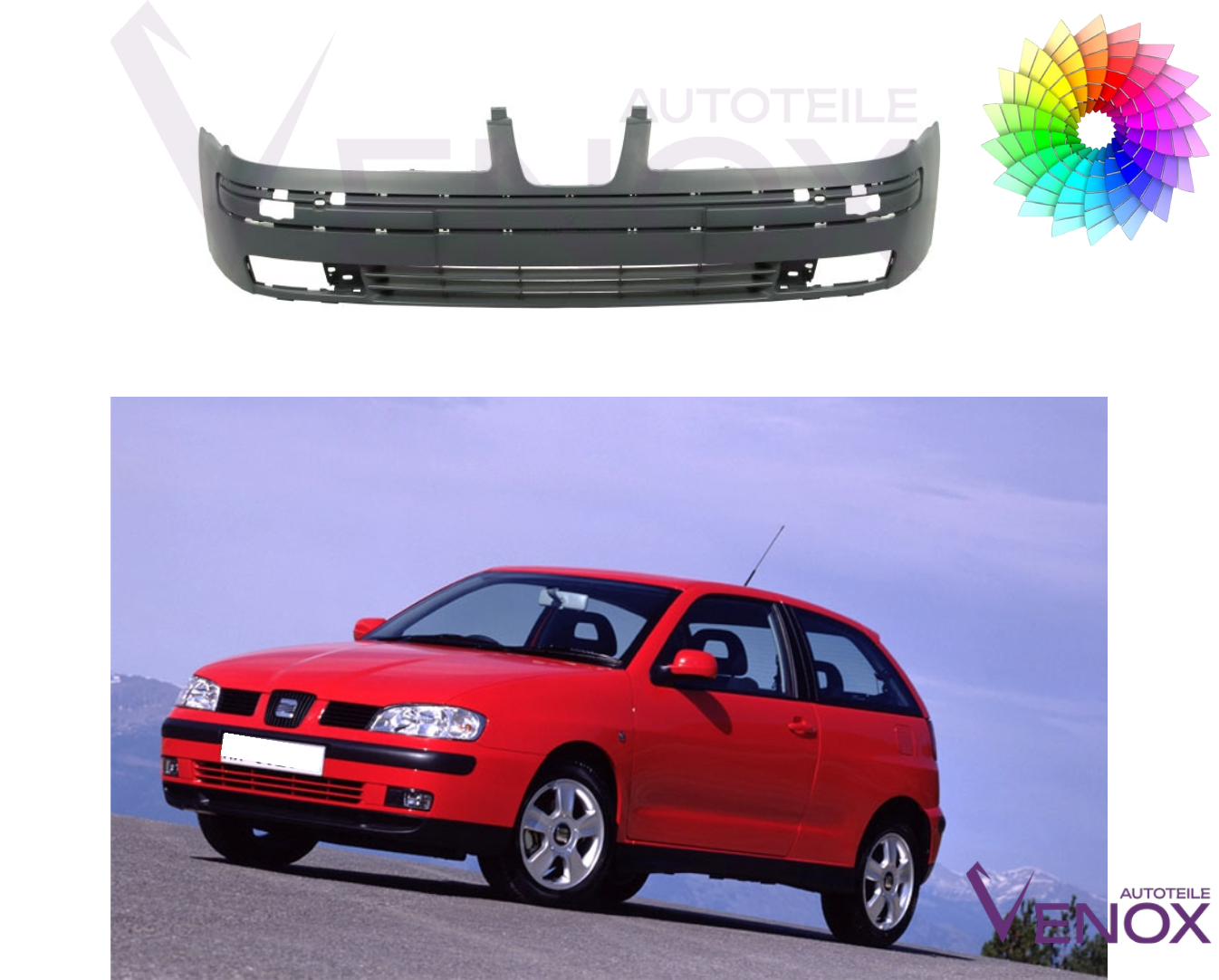 Přední nárazník Seat Ibiza 6K 98-02 Libovolná barva - Obrázek 2