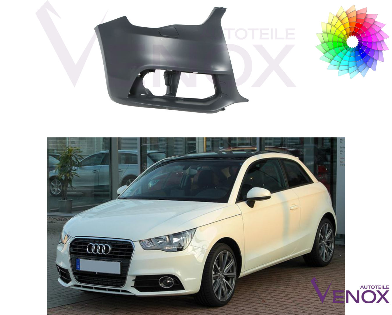 Pravý přední nárazník Audi A1 8X 10-15 SR Libovolná barva - Obrázek 2