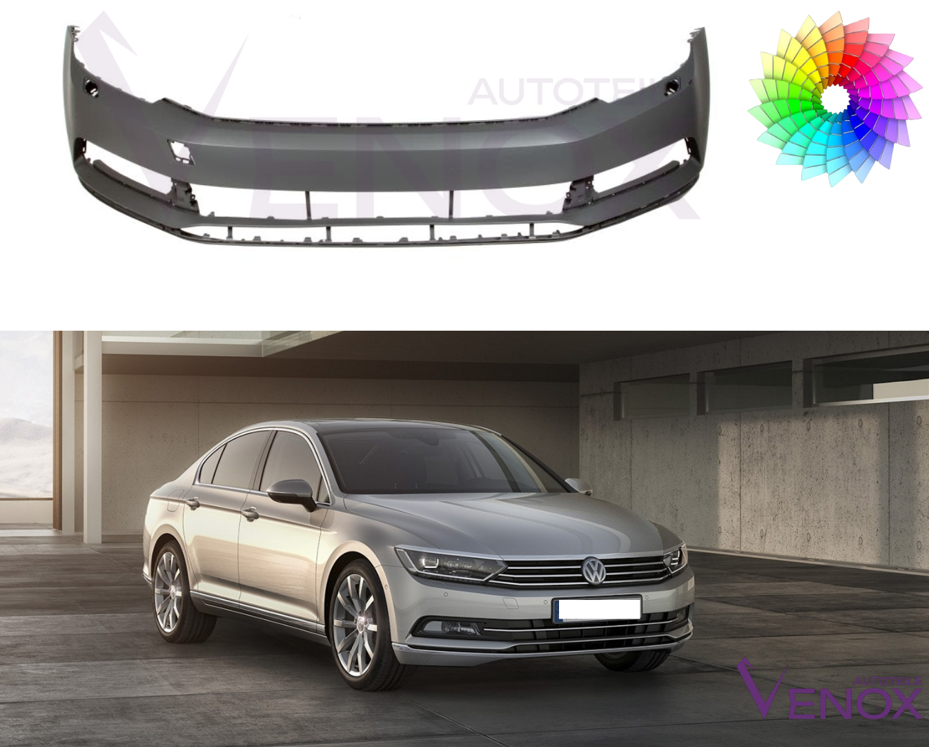 Přední nárazník VW Passat B8 Od 2014 4xPDC Libovolná barva - Obrázek 2
