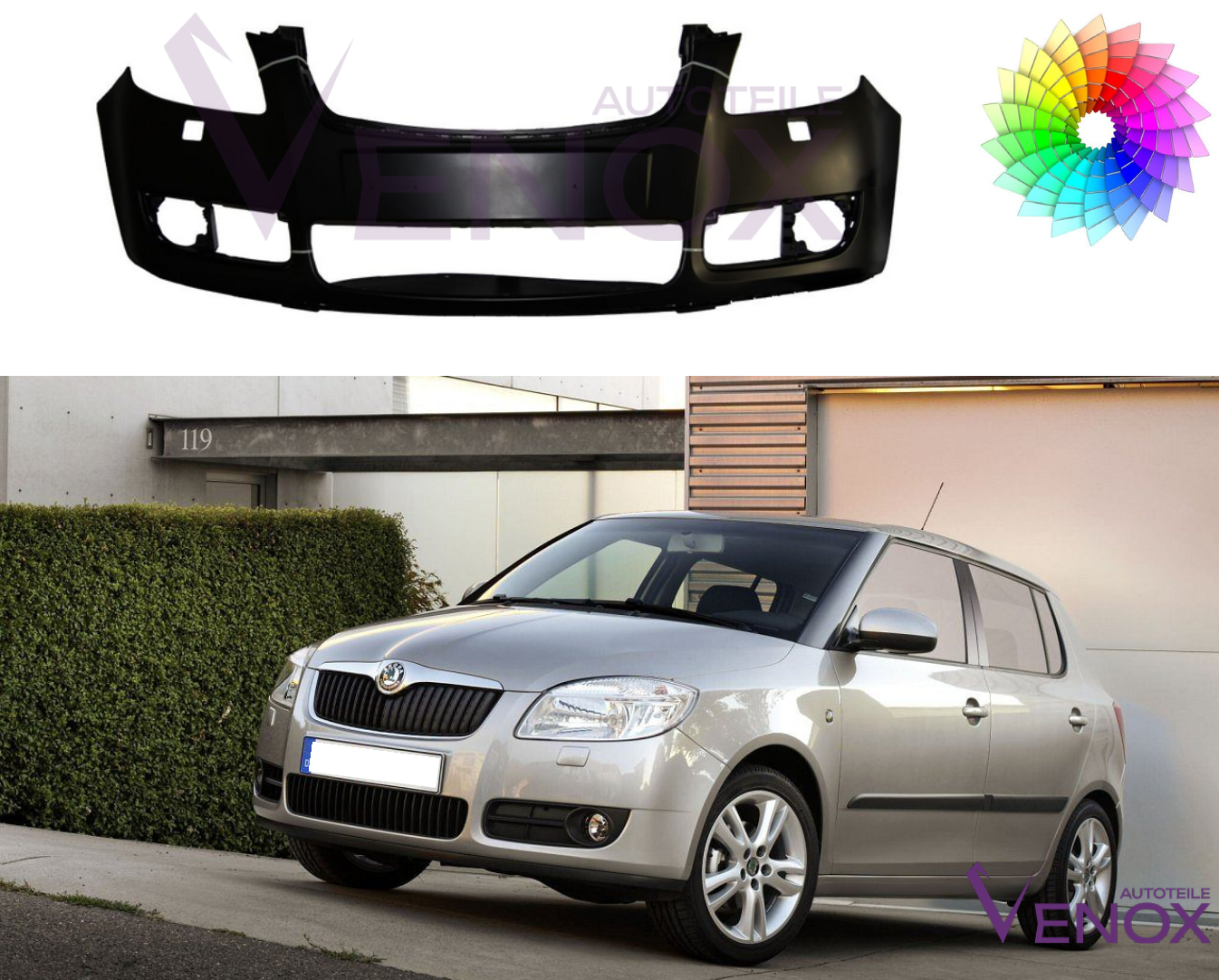 Přední nárazník Škoda Fabia Roomster 5J 07-10 SR Libovolná barva - Obrázek 2