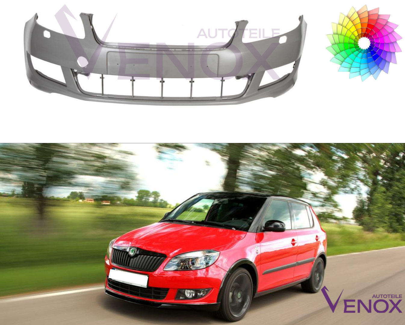 Přední nárazník Škoda Fabia Roomster 5J 10-15 SR Libovolná barva - Obrázek 2