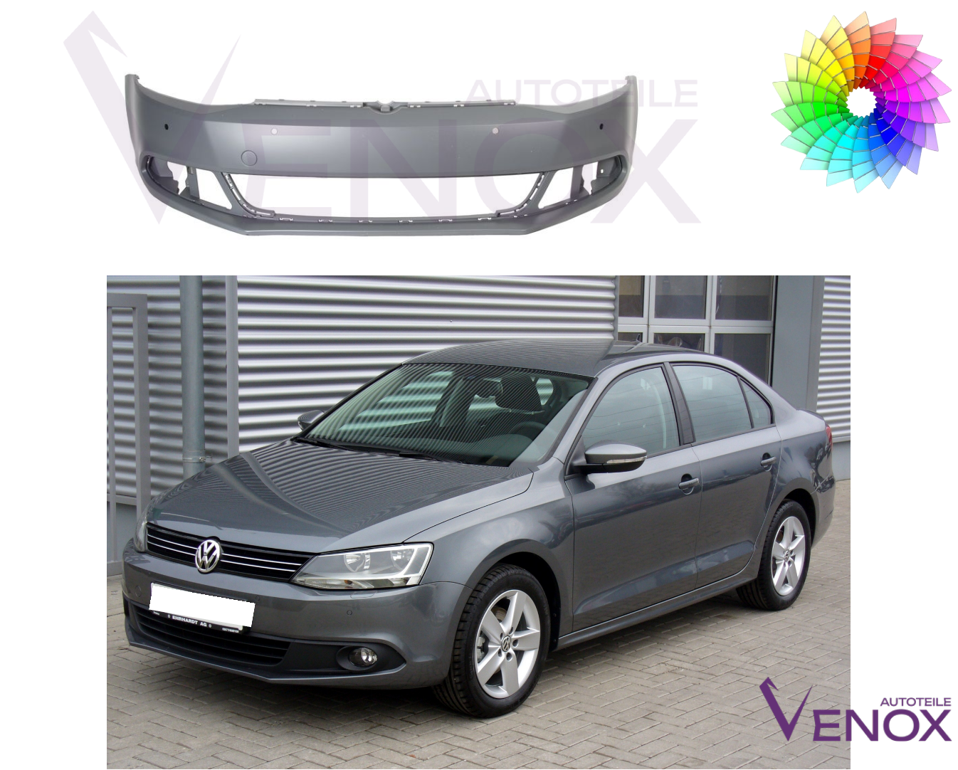 Přední nárazník VW Jetta IV 10-15 PDC Libovolná barva - Obrázek 2